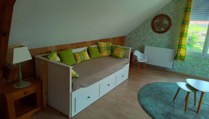 L'Avre, l'une des chambres d'hôtes de la mare possède un troisième couchage de 80x200, déplié 160x200