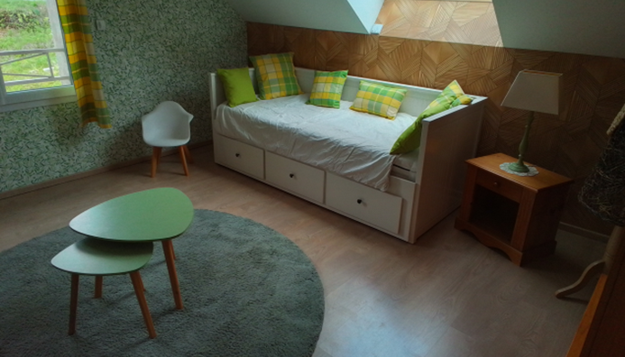 L'Avre, l'une des chambres d'hôtes de la mare possède un second couchage de 80x200, déplié 160x200